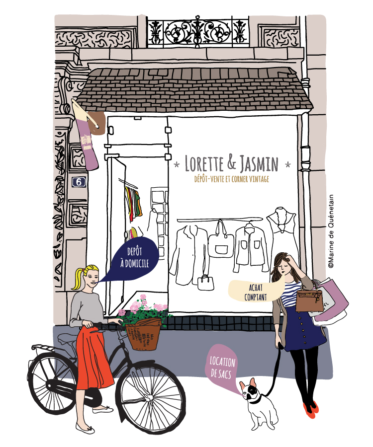 carte postale Lorette et Jasmin 2 illustration mode marine de quénetain