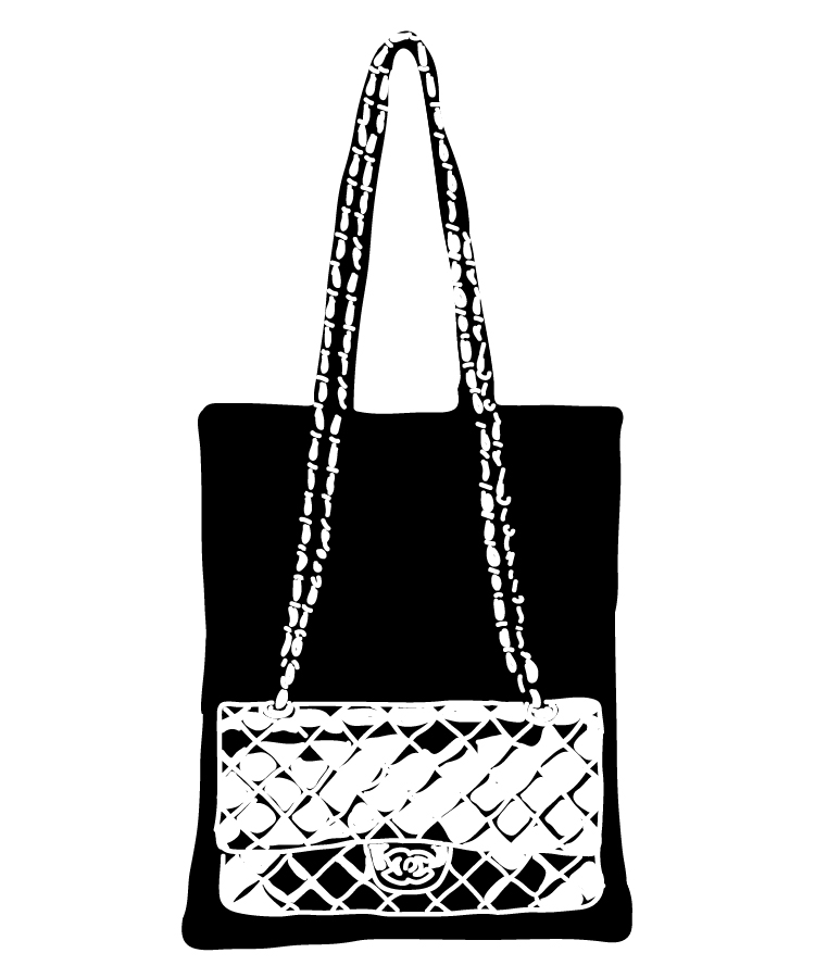 tote bag Lorette et Jasmin illustration sac chanel marine de quénetain
